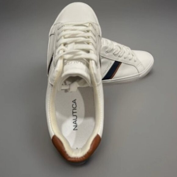 NEW Nautica Garrison 2 Leather Sneakers Men’s Size 11 White/Brown Casual Shoes - Picture 9 of 13